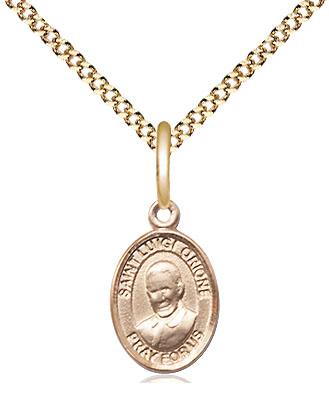 14kt Gold Filled Saint Luigi Orione Pendant on a 18 inch Gold Plate Light Curb chain