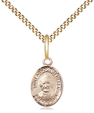 14kt Gold Filled Saint Arnold Janssen Pendant on a 18 inch Gold Plate Light Curb chain