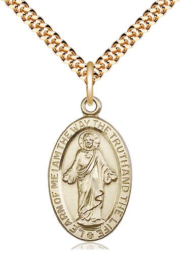 14kt Gold Filled Scapular Pendant on a 24 inch Gold Plate Heavy Curb chain