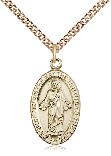 14kt Gold Filled Scapular Pendant on a 24 inch Gold Filled Heavy Curb chain