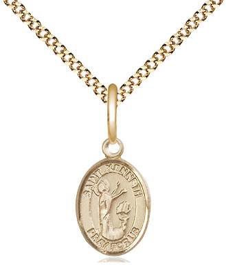 14kt Gold Filled Saint Kenneth Pendant on a 18 inch Gold Plate Light Curb chain