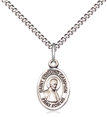 Sterling Silver Saint Edmund Campion Pendant on a 18 inch Light Rhodium Light Curb chain