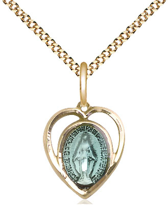 14kt Gold Filled Miraculous Pendant on a 18 inch Gold Plate Light Curb chain