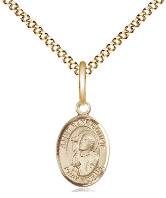 14kt Gold Filled Saint Rene Goupil Pendant on a 18 inch Gold Plate Light Curb chain