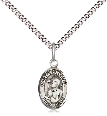 Sterling Silver Saint Rene Goupil Pendant on a 18 inch Light Rhodium Light Curb chain