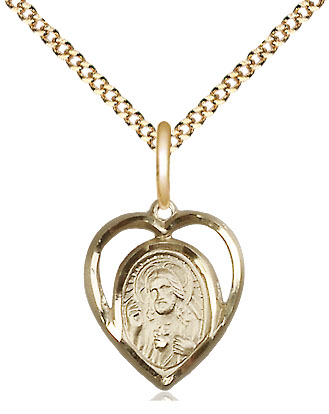 14kt Gold Filled Scapular Pendant on a 18 inch Gold Plate Light Curb chain