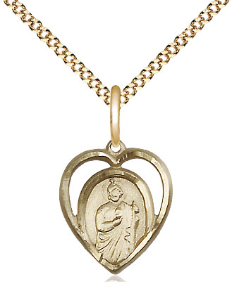 14kt Gold Filled Saint Jude Pendant on a 18 inch Gold Plate Light Curb chain