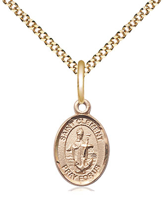 14kt Gold Filled Saint Clement Pendant on a 18 inch Gold Plate Light Curb chain