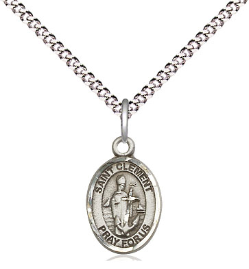 Sterling Silver Saint Clement Pendant on a 18 inch Light Rhodium Light Curb chain