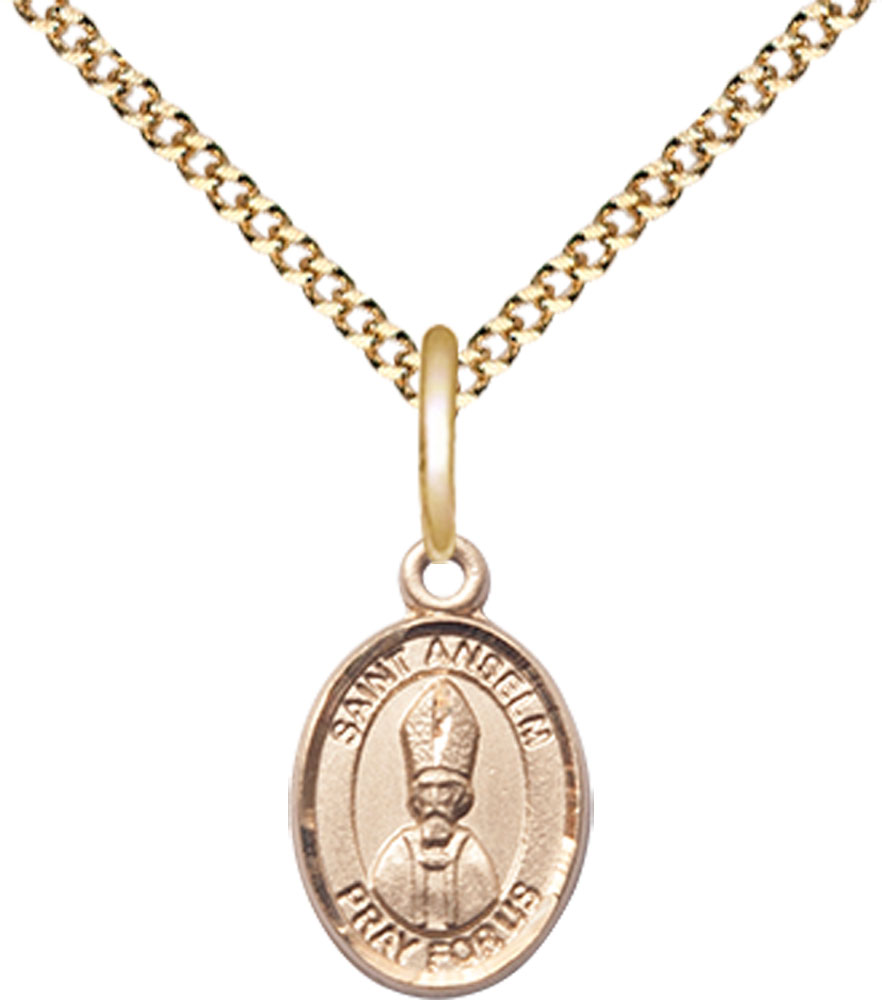 14kt Gold Filled Saint Anselm of Canterbury Pendant on a 18 inch Gold Plate Light Curb chain