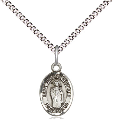 Sterling Silver Saint Thomas A Becket Pendant on a 18 inch Light Rhodium Light Curb chain