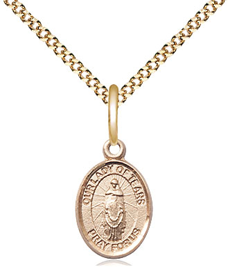 14kt Gold Filled Our Lady of Tears Pendant on a 18 inch Gold Plate Light Curb chain