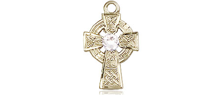 14kt Gold Filled Celtic Cross Medal with a 3mm Crystal Swarovski stone