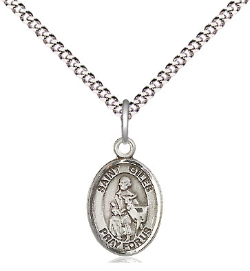 Sterling Silver Saint Giles Pendant on a 18 inch Light Rhodium Light Curb chain