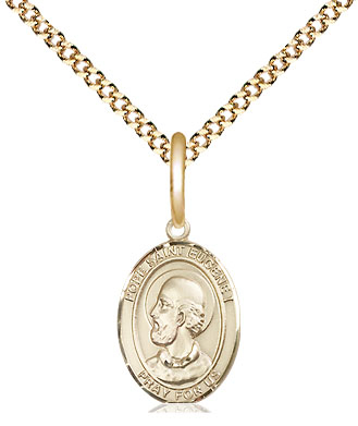 14kt Gold Filled Pope Saint Eugene I Pendant on a 18 inch Gold Plate Light Curb chain
