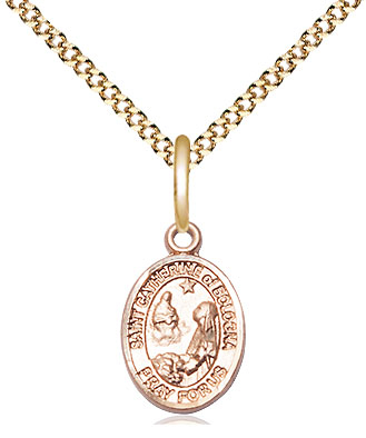 14kt Gold Filled Saint Catherine of Bologna Pendant on a 18 inch Gold Plate Light Curb chain