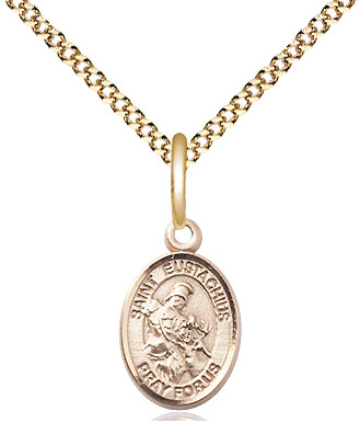 14kt Gold Filled Saint Eustachius Pendant on a 18 inch Gold Plate Light Curb chain