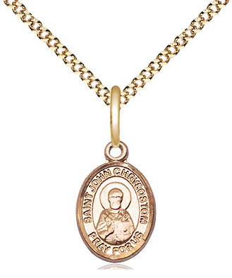 14kt Gold Filled Saint John Chrysostom Pendant on a 18 inch Gold Plate Light Curb chain