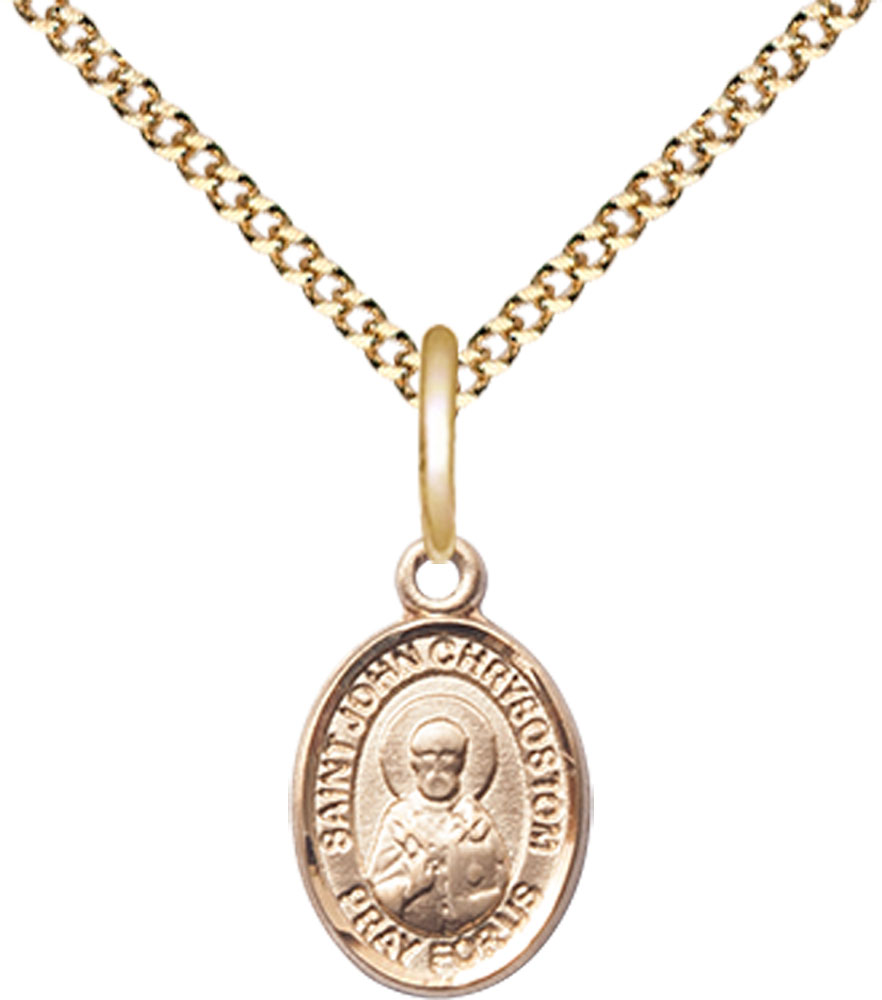 14kt Gold Filled Saint John Licci Pendant on a 18 inch Gold Plate Light Curb chain