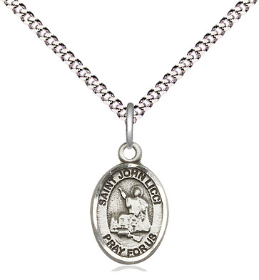 Sterling Silver Saint John Licci Pendant on a 18 inch Light Rhodium Light Curb chain