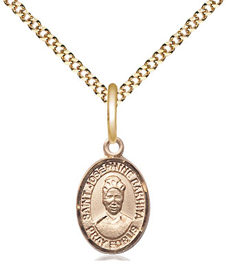 14kt Gold Filled Saint Josephine Bakhita Pendant on a 18 inch Gold Plate Light Curb chain