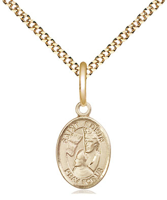 14kt Gold Filled Saint Edwin Pendant on a 18 inch Gold Plate Light Curb chain