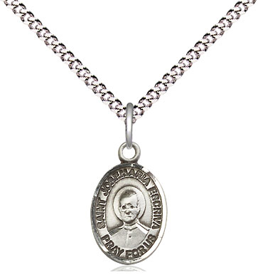 Sterling Silver Saint Josemaria Escriva Pendant on a 18 inch Light Rhodium Light Curb chain