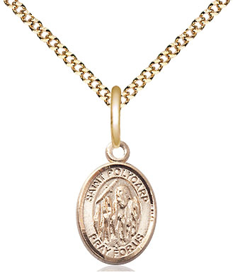 14kt Gold Filled Saint Polycarp of Smyrna Pendant on a 18 inch Gold Plate Light Curb chain