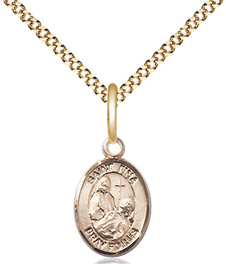 14kt Gold Filled Saint Fina Pendant on a 18 inch Gold Plate Light Curb chain