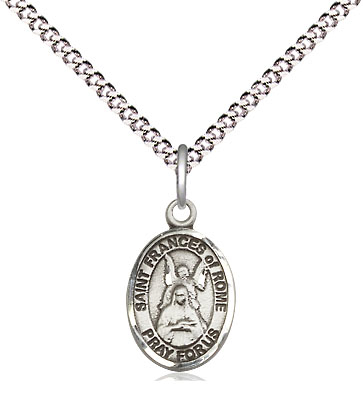 Sterling Silver Saint Frances of Rome Pendant on a 18 inch Light Rhodium Light Curb chain