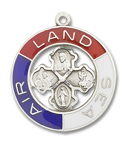 Sterling Silver Land, Sea, Air Medal