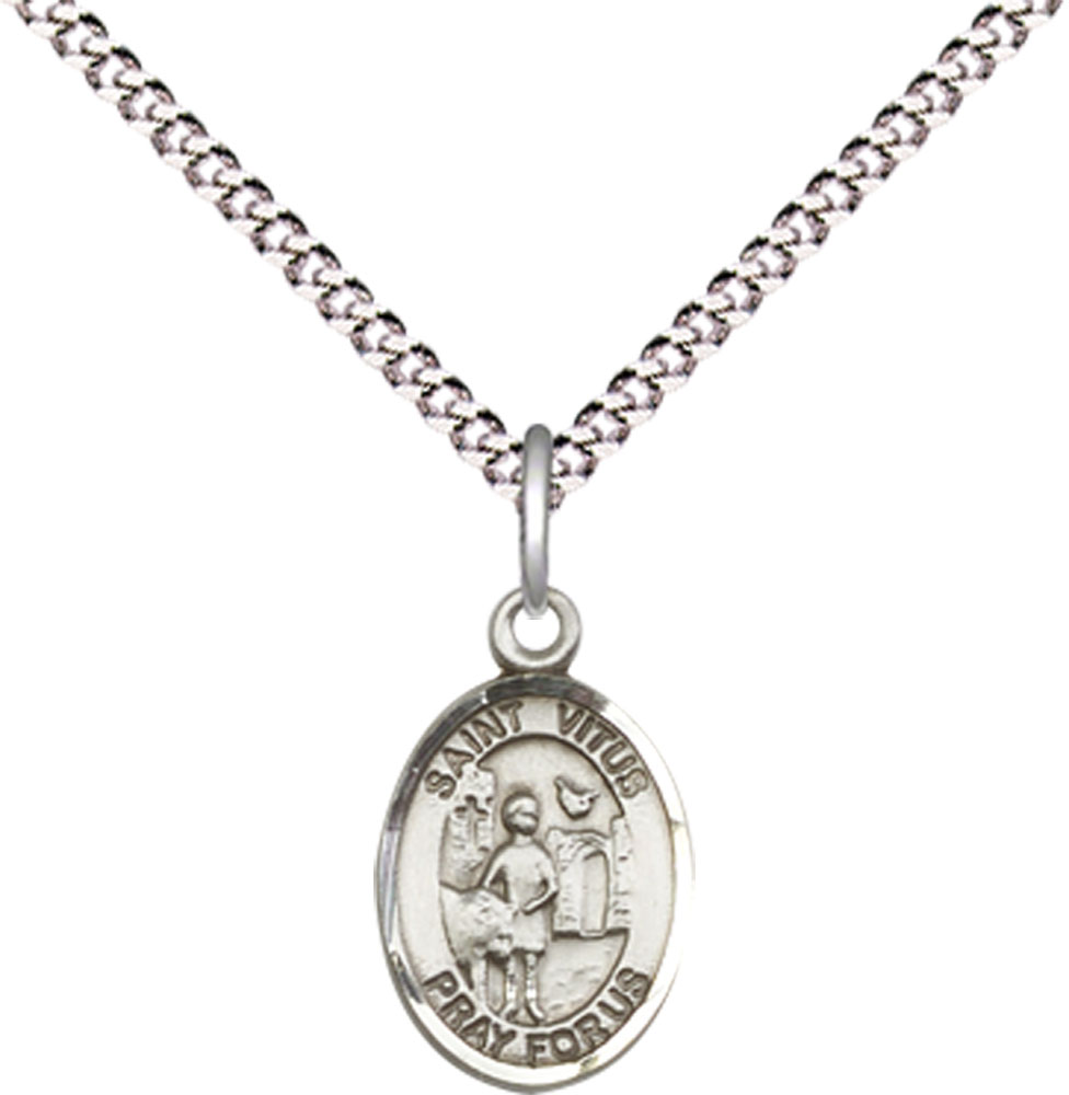 Sterling Silver Saint Vitus Pendant on a 18 inch Light Rhodium Light Curb chain