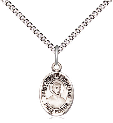 Sterling Silver Saint John Berchmans Pendant on a 18 inch Light Rhodium Light Curb chain