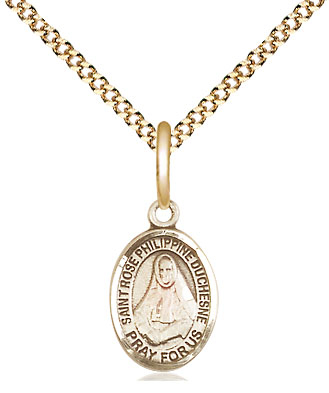 14kt Gold Filled Saint Rose Philippine Duchesne Pendant on a 18 inch Gold Plate Light Curb chain