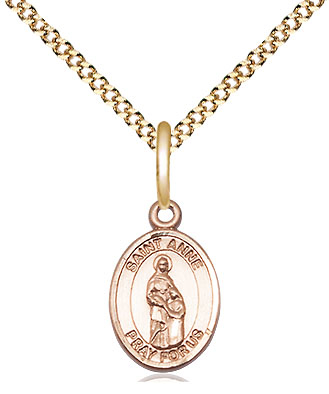 14kt Gold Filled Saint Anne Pendant on a 18 inch Gold Plate Light Curb chain