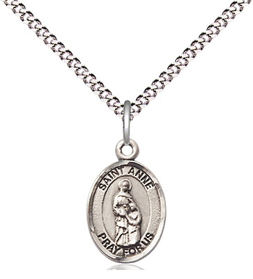 Sterling Silver Saint Anne Pendant on a 18 inch Light Rhodium Light Curb chain