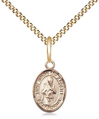 14kt Gold Filled Saint Simon the Apostle Pendant on a 18 inch Gold Plate Light Curb chain