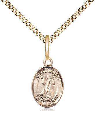 14kt Gold Filled Saint Rocco Pendant on a 18 inch Gold Plate Light Curb chain