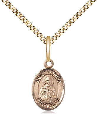 14kt Gold Filled Saint Marina Pendant on a 18 inch Gold Plate Light Curb chain