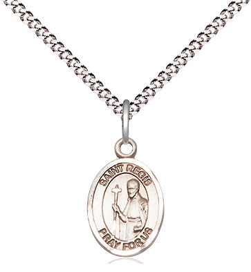 Sterling Silver Saint Regis Pendant on a 18 inch Light Rhodium Light Curb chain