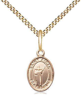 14kt Gold Filled Saint Aidan of Lindesfarne Pendant on a 18 inch Gold Plate Light Curb chain