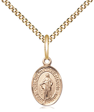 14kt Gold Filled Our Lady the Undoer of Knots Pendant on a 18 inch Gold Plate Light Curb chain