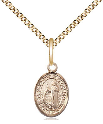 14kt Gold Filled Saint Raymond of Penafort Pendant on a 18 inch Gold Plate Light Curb chain