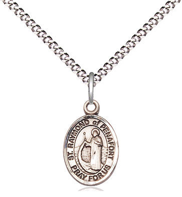 Sterling Silver Saint Raymond of Penafort Pendant on a 18 inch Light Rhodium Light Curb chain