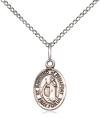 Sterling Silver Saint Raymond of Penafort Pendant on a 18 inch Sterling Silver Light Curb chain