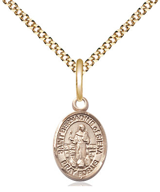 14kt Gold Filled Saint Bernadine of Sienna Pendant on a 18 inch Gold Plate Light Curb chain
