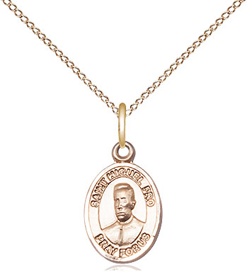 14kt Gold Filled Blessed Miguel Pro Pendant on a 18 inch Gold Filled Light Curb chain