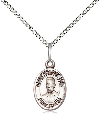 Sterling Silver Blessed Miguel Pro Pendant on a 18 inch Sterling Silver Light Curb chain
