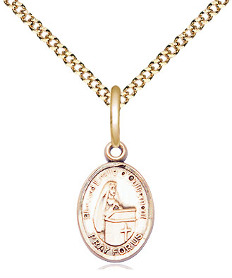 14kt Gold Filled Blessed Emilee Doultremont Pendant on a 18 inch Gold Plate Light Curb chain