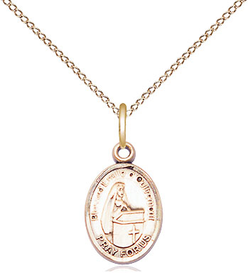 14kt Gold Filled Blessed Emilee Doultremont Pendant on a 18 inch Gold Filled Light Curb chain